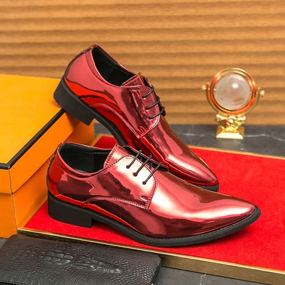 for Formal Green Glossy Men Lace-Up Shoes Patent Leather – FashionChic