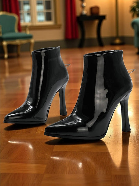 Stiletto Ankle Boots Women's Fur with Faux Gold Lining Heel FashionChic