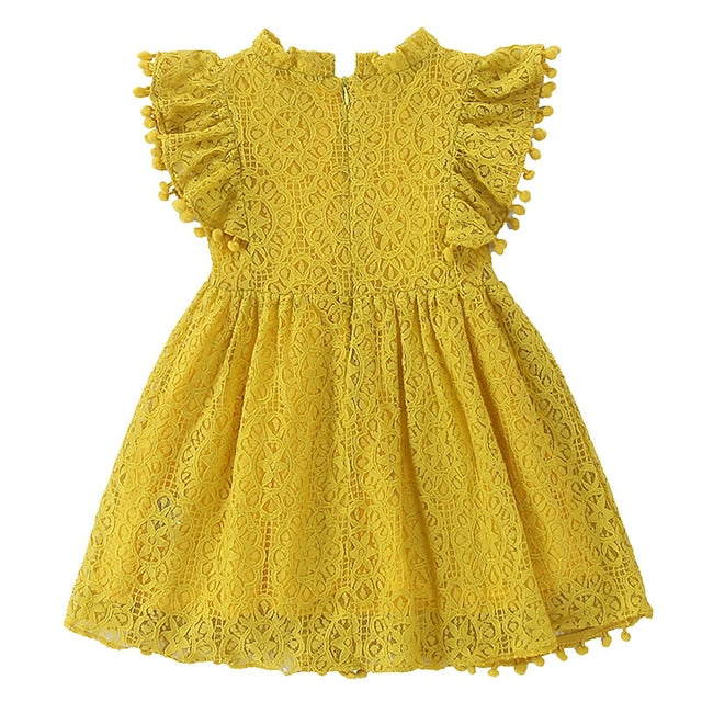 Girls' Party Solid Dress Color Short Sleeve Kids FashionChic