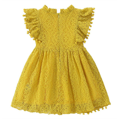 Girls' Party Solid Dress Color Short Sleeve Kids FashionChic