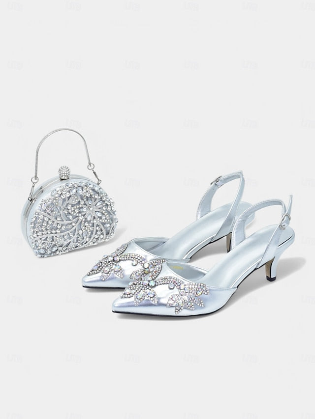 – Matching Gold Slingback with Embellished Heels Handbag FashionChic