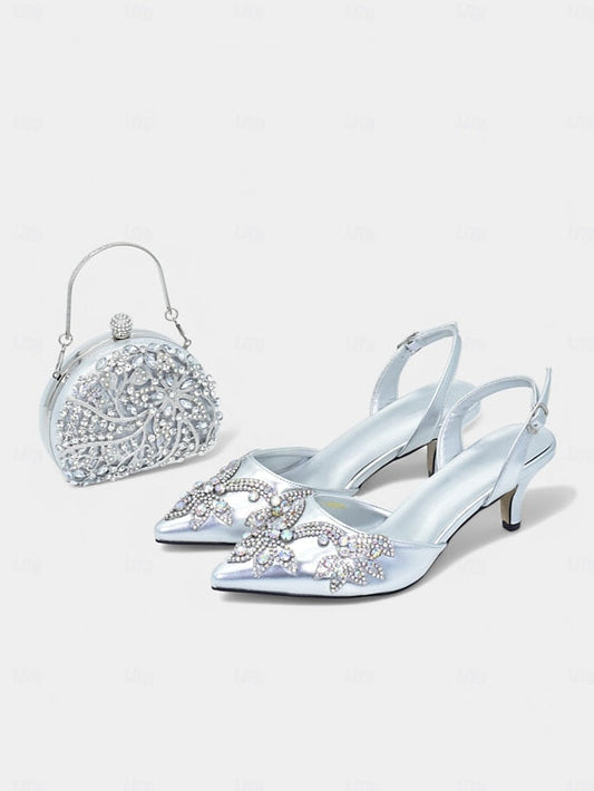 – Matching Gold Slingback with Embellished Heels Handbag FashionChic