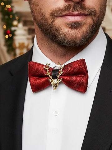 Bow Gold Men's Velvet Pin with Tie Head Deer FashionChic