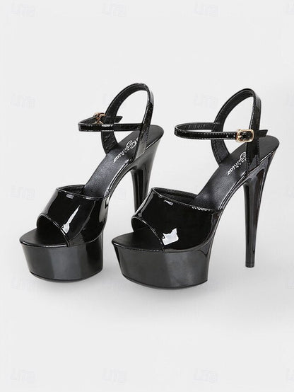 Sandals for - Platform Leather Red Peep Patent Women Toe FashionChic