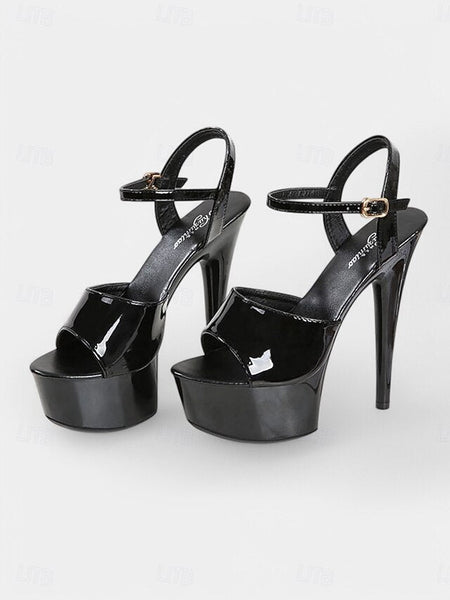 Sandals for - Platform Leather Red Peep Patent Women Toe FashionChic