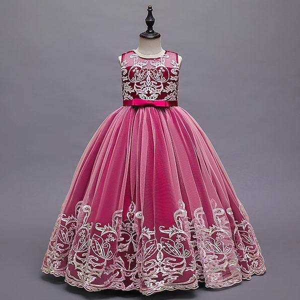 Kids Christening Wedding Girls' Flower Dress Sleeveless FashionChic