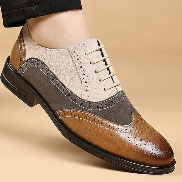 and Men's Oxford Gray Shoes Classic Brogue Brown Dress FashionChic