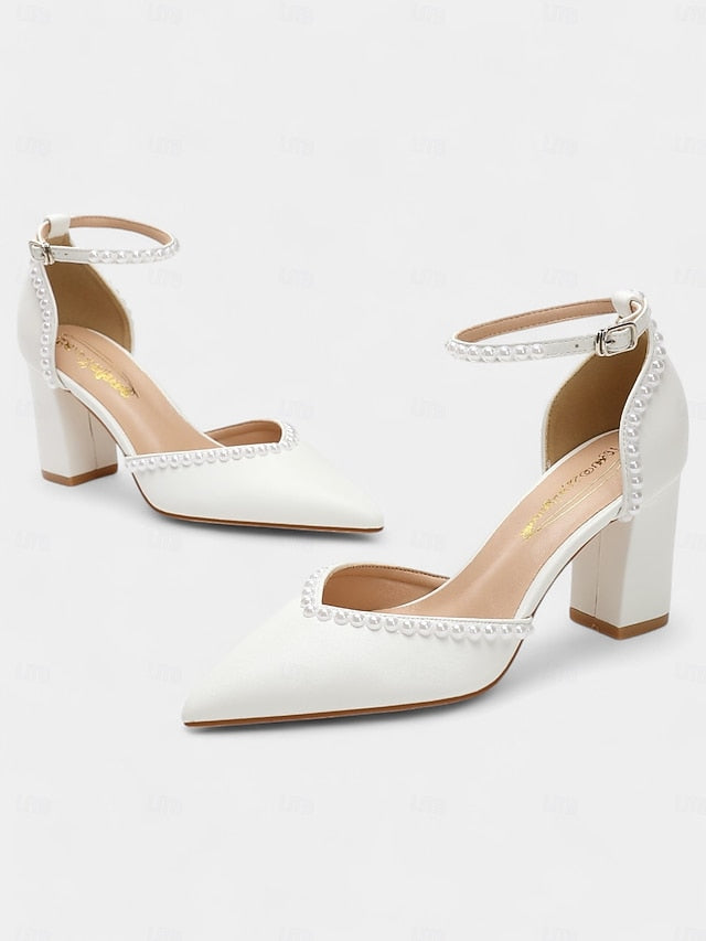 Heels Pearl-Embellished Women's Wedding Elegant FashionChic