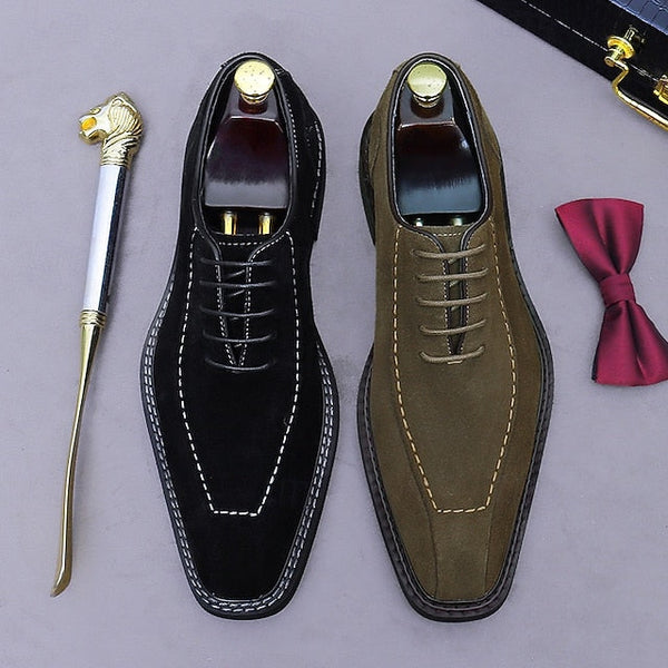 Derby Leather Genuine - Men's Suede Cowhide Classic Shoes FashionChic