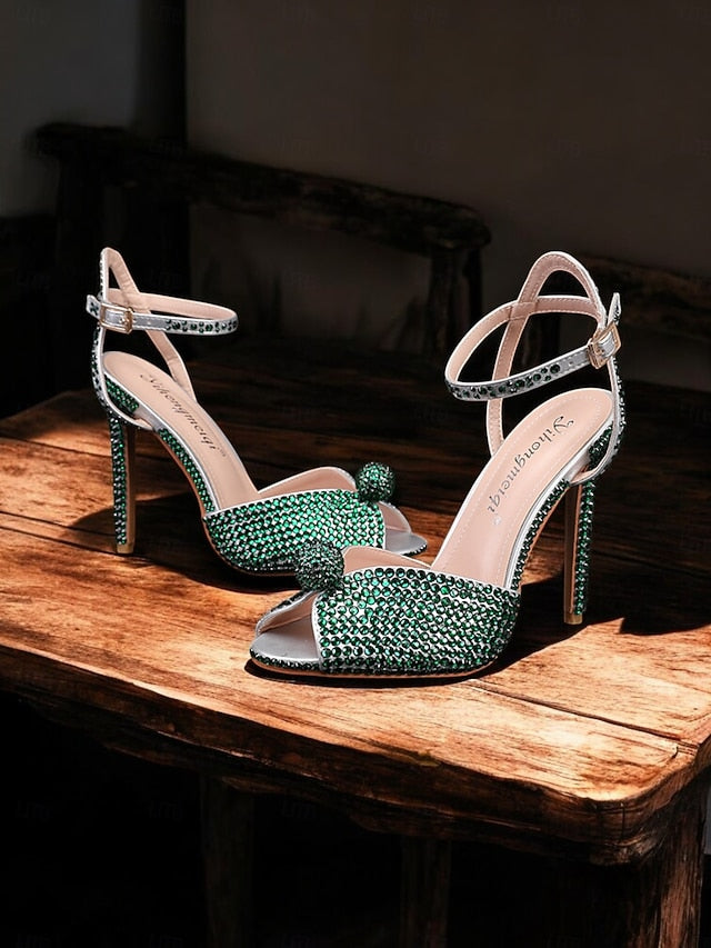 Sandals Rhinestone Embellished Stiletto Women's Heel with FashionChic