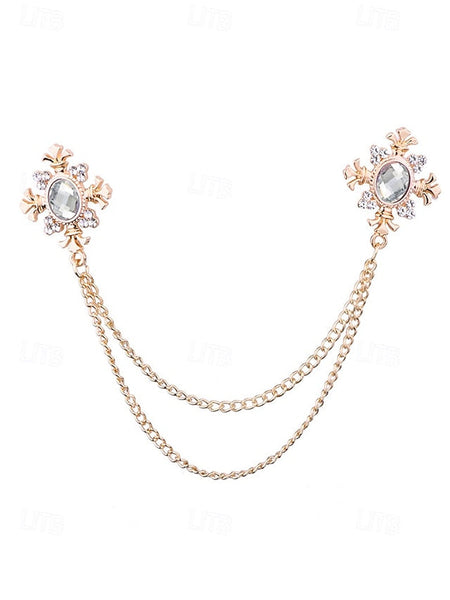 Elegant Double Blue Vintage – Chain Gem Collar Brooch FashionChic
