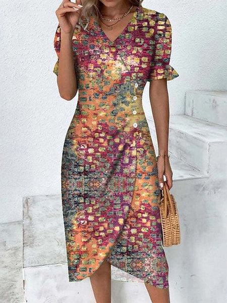 Women's Midi Dress Wrap Dress Elegant Lightweight Puff