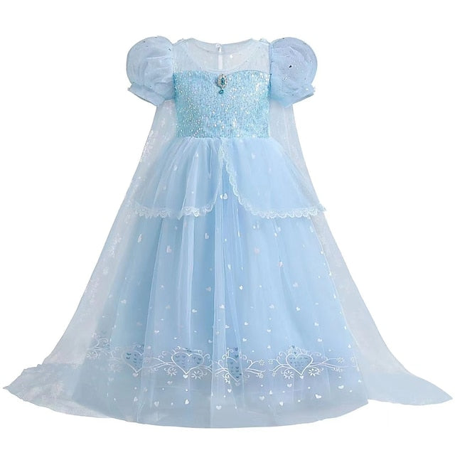 Princess Flower Elsa Cosplay Cloak Girl Frozen Dress FashionChic