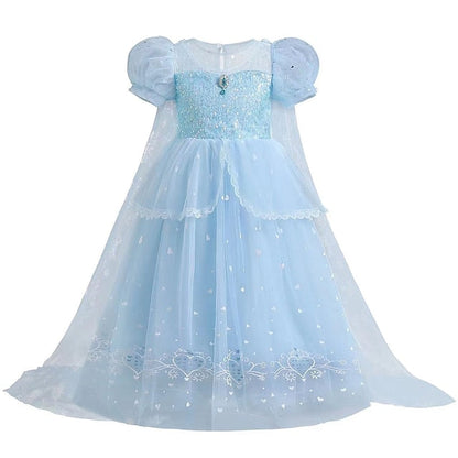 Princess Flower Elsa Cosplay Cloak Girl Frozen Dress FashionChic