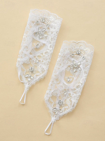 Bridal Pearls with Lace Wedding Gloves Accessories Elegant – FashionChic