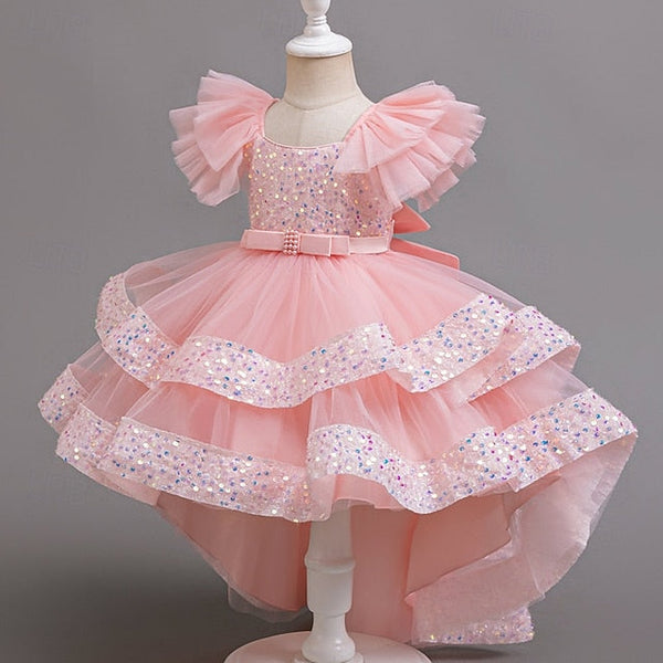 Girls' Wedding Sleeveless Dress Kids Party Special Sequin FashionChic