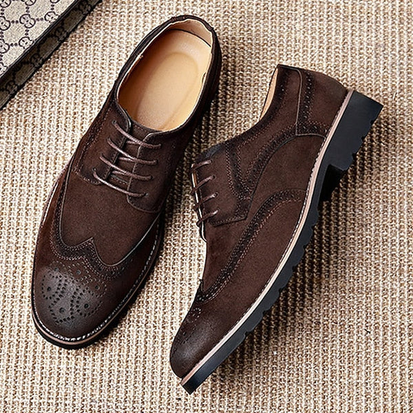 Brogue Brown Vintage Lace-Up Derby Men's Dress – Shoes FashionChic