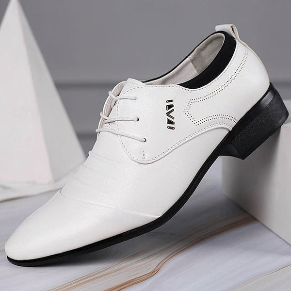 Men's - for Formal White Shoes Dress Lace-Up Elegant FashionChic