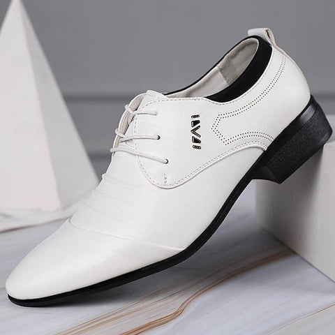 Men's - for Formal White Shoes Dress Lace-Up Elegant FashionChic