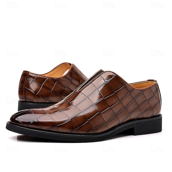 Shoes Pattern Men's Burgundy – Dress Crocodile Slip-On FashionChic