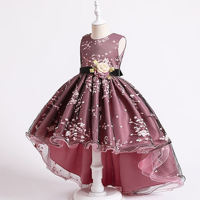 Sleeveless Floral Girls' Kids Solid Dress Wedding Colored FashionChic