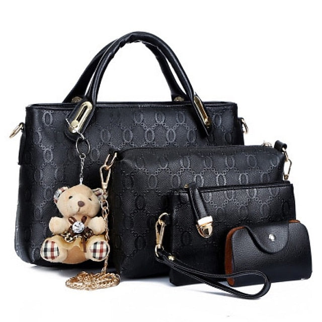 4 Bag Leather Purse PU Women's Pieces Set FashionChic