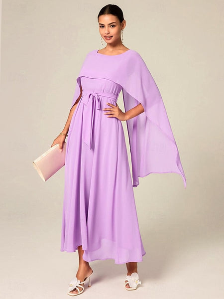 Women's Wedding Guest Cocktail Dress A Line Maxi  Chiffon FashionChic