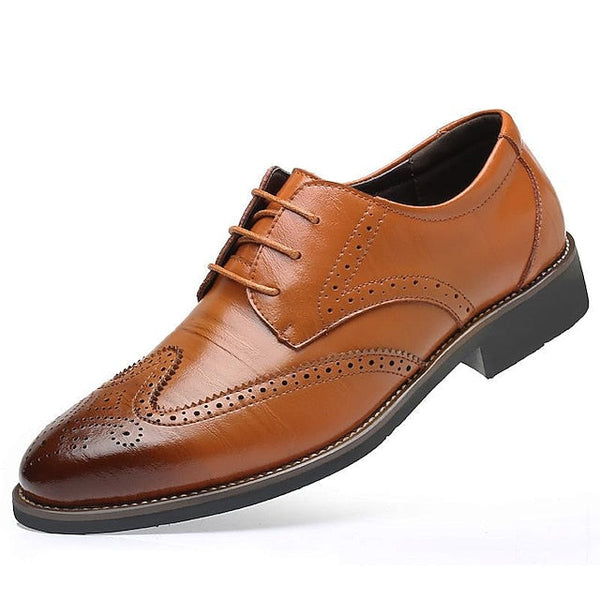 Shoes Classic Oxford Faux Brogue with Men's Blue Leather FashionChic