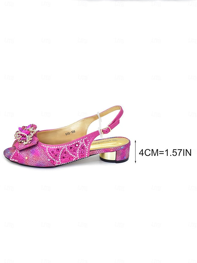 Clutch Women's Gold Matching Slingback and Heels Rhinestone FashionChic