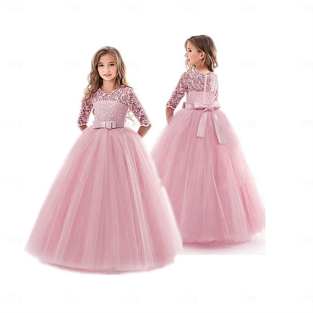 Wedding Flower Colored Girls' Girl Solid Dress Kids FashionChic