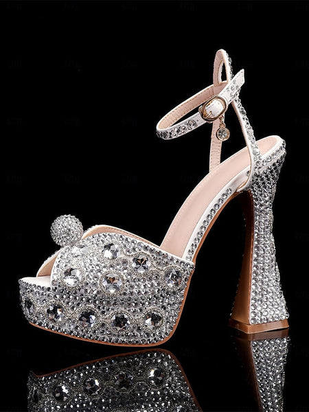 Crystal-Embellished Platform with Women's Sandals Glamorous FashionChic