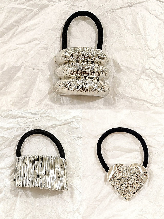 Gold Scrunchies Hair - Tone Elastic with Band Women's FashionChic