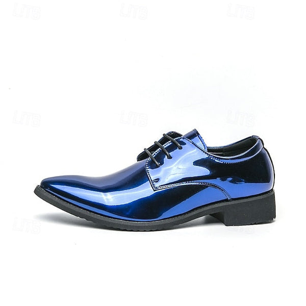 for Formal Green Glossy Men Lace-Up Shoes Patent Leather – FashionChic