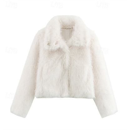 Fur Comfortable Women's Warm Coat Buttons Faux Furs FashionChic