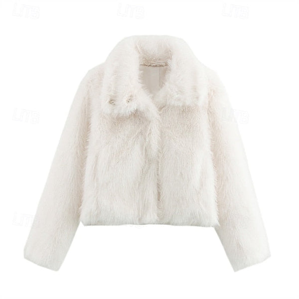 Warm Coat Furs Fur Women's Buttons Comfortable Faux FashionChic