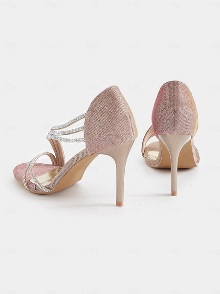 Rhinestone Heel for Crystal Strappy Sandals Women High – FashionChic