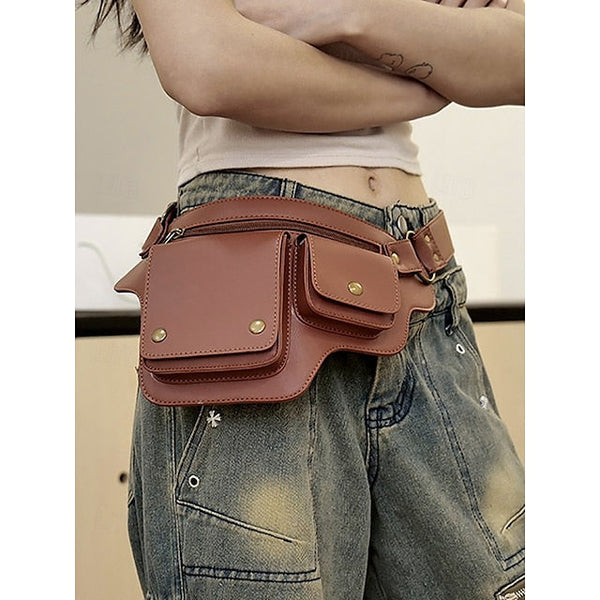 Utility Bag with Vintage Belt Women's Leather Faux FashionChic