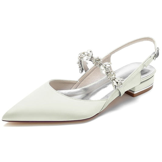 Crystal Flat Bridal Women's Heel Shoes Wedding FashionChic