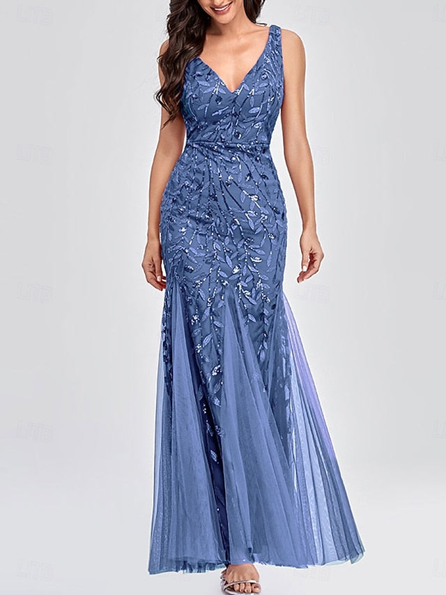 Bride V the Party Neck Dress Floor Elegant of Mother FashionChic