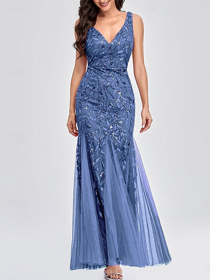 Bride V the Party Neck Dress Floor Elegant of Mother FashionChic