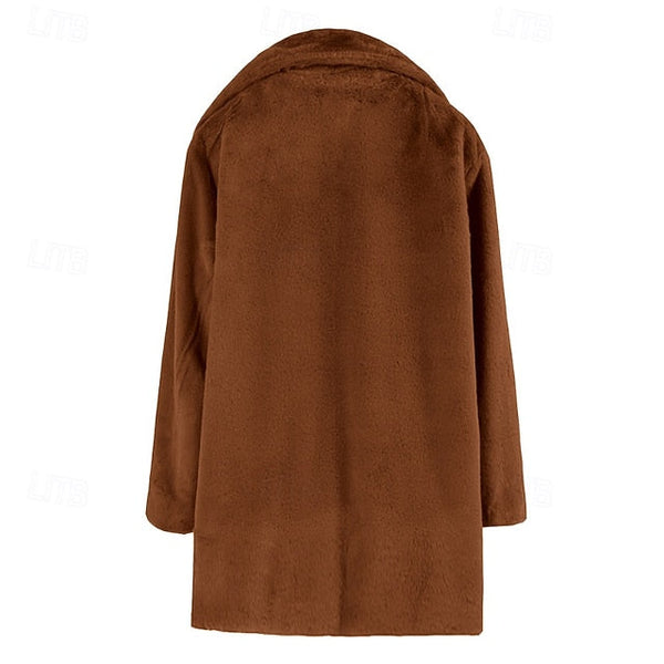 Women's Pocket Faux Coat Fur Casual Warm Comfortable FashionChic