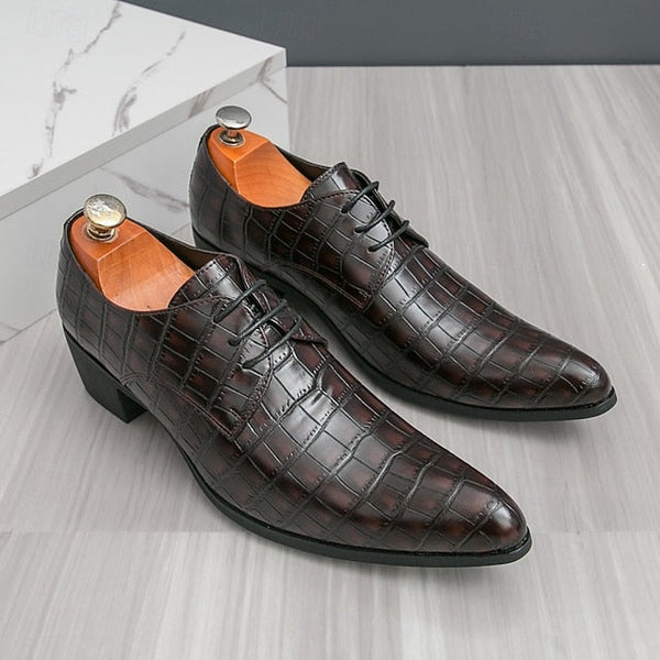 Pattern Dress Shoes Crocodile Leather – Red Faux Men's FashionChic