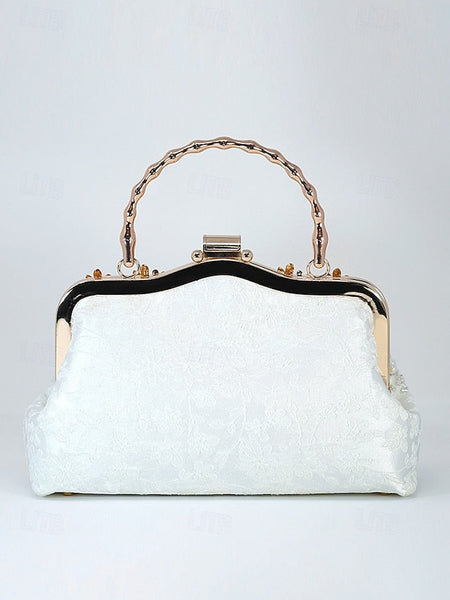 Handbag Floral Pearl and Evening White Lace Elegant with FashionChic