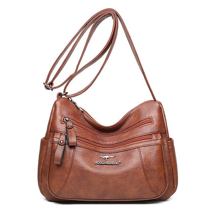 Shoulder Women's Bag Leather Black – Faux Multi-Pocket FashionChic