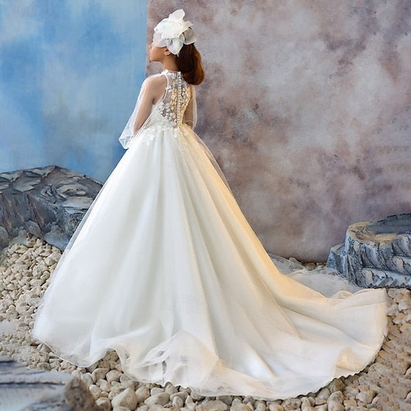 Party First Dress Solid Communion Kids Color Girls' FashionChic