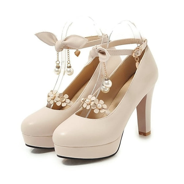Mary Wedding Elegant Heels �?Platform Girls' Jane White FashionChic