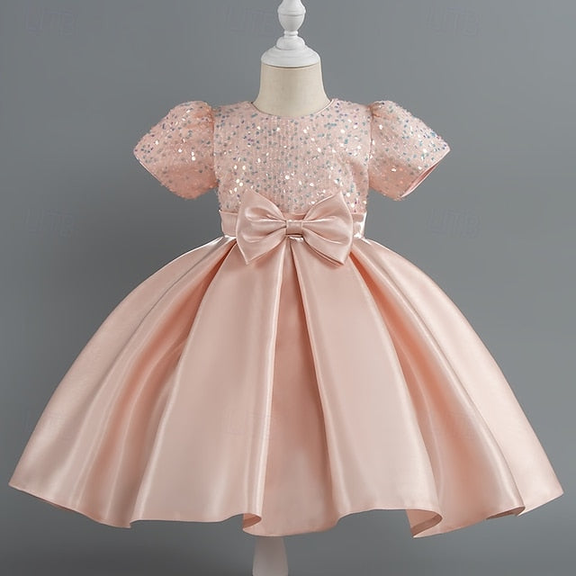 Party Sequin Dress Wedding Short Girls' Toddler Sleeve FashionChic
