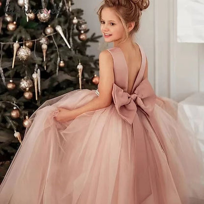 Girls' Party Solid Dress Color Flower Girl Kids FashionChic