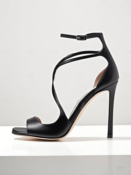 Stiletto Crisscross Heels Elegant - Women's Satin Lavender FashionChic