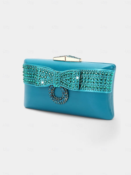 Rhinestone with Flat – Gold Matching Bow Clutch Sandals FashionChic